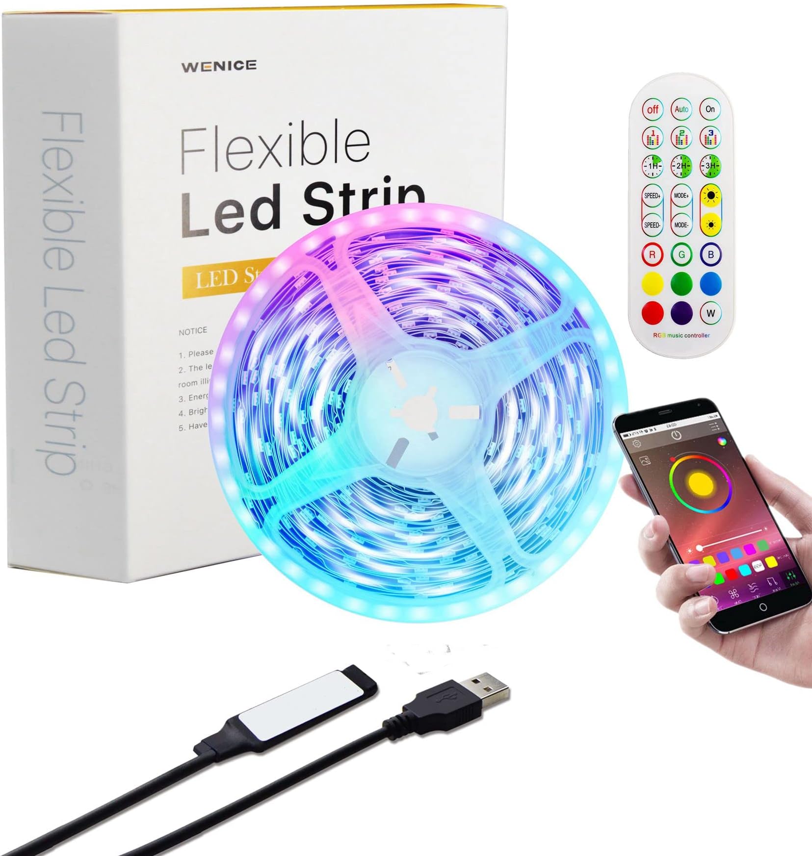 LED Light Strip 18.1ft for TV 65-85inch, USB LED Light with APP and Remote