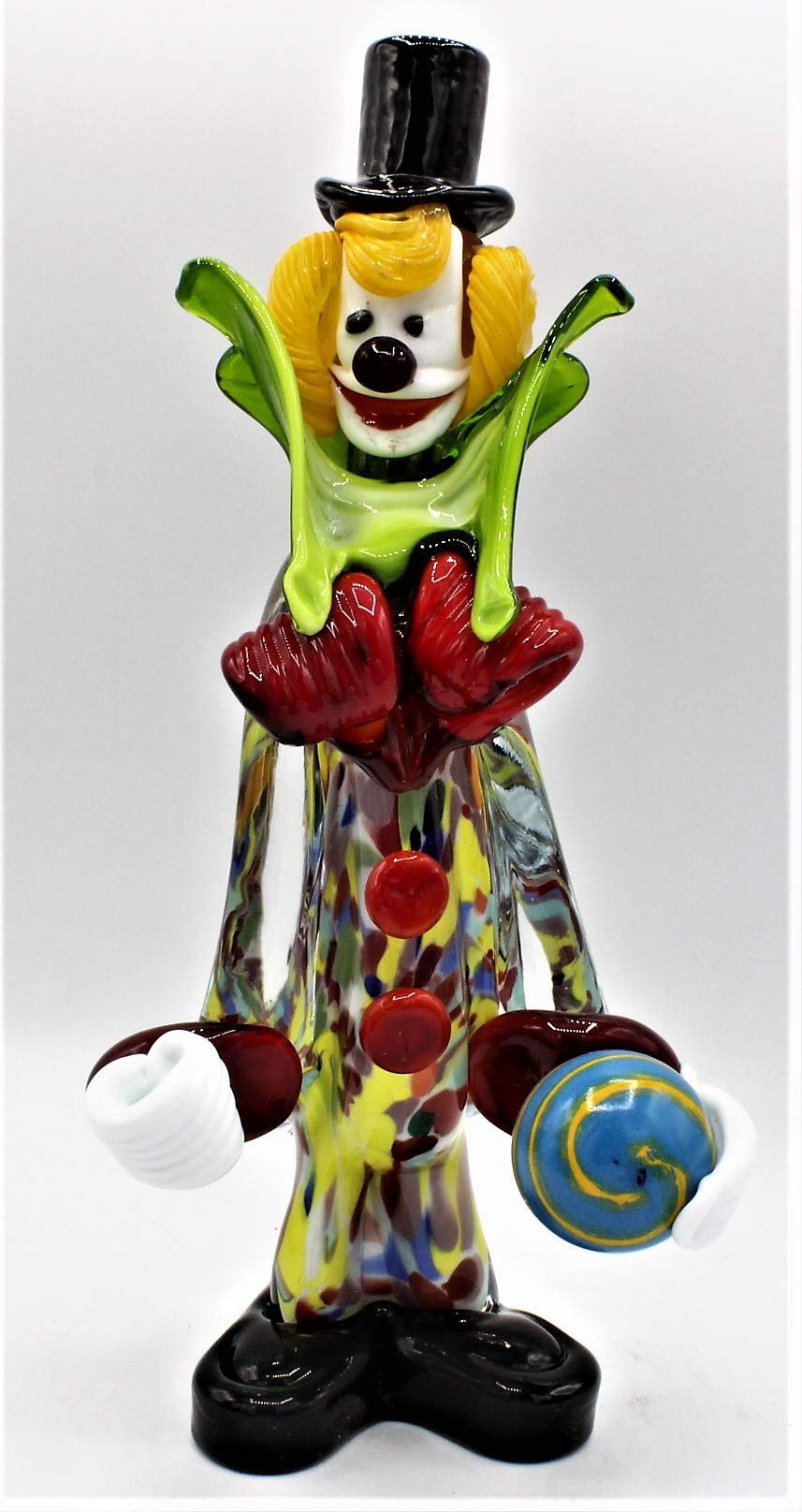 Le Gemme Di Venezia Palla Vinciprova Clown Murano Glass H28cm Made In Italy Clown F451 With Ball