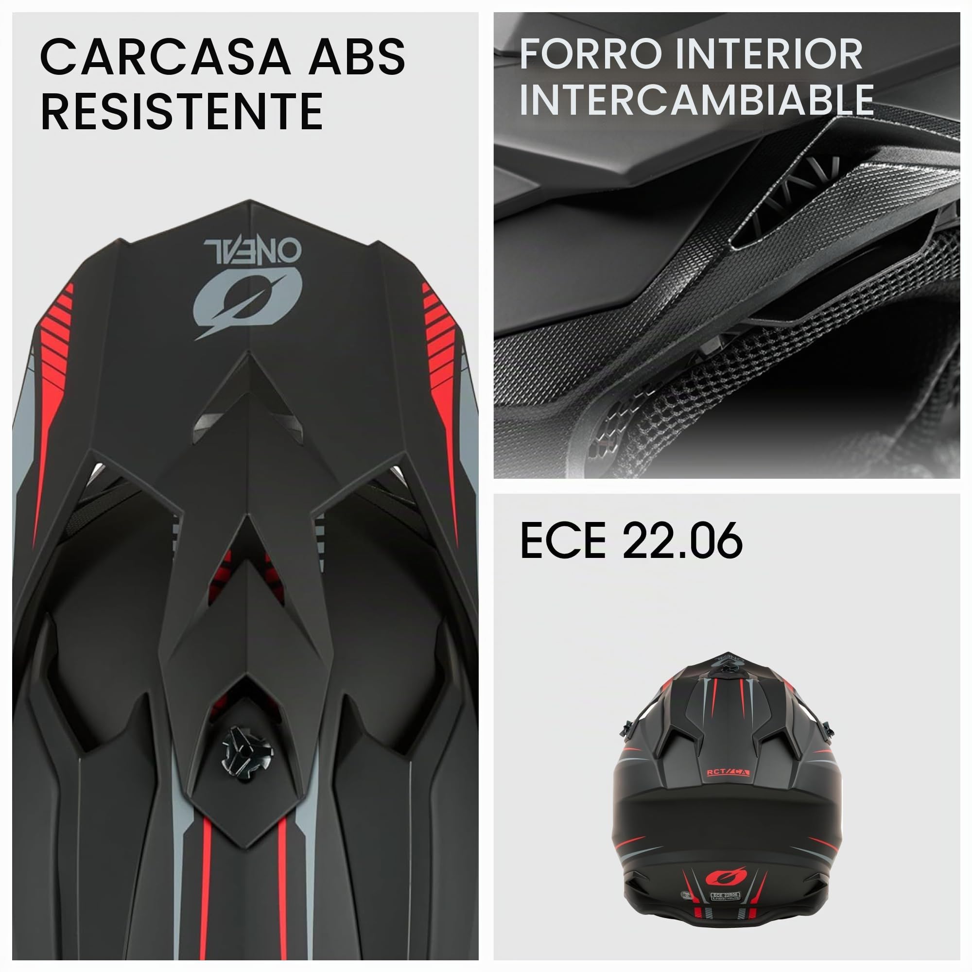 O'NEAL C-SRS Solid - Casco (Talla L), Color Negro y Rojo