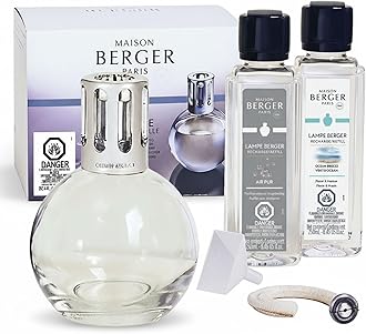 MAISON BERGER Lampe Giftset - Starter Round - Home Fragrance Diffuser - Includes 2 Fragrances So Neutral and Ocean Breeze - 250 milliliters - 8.45 Fluid Ounces