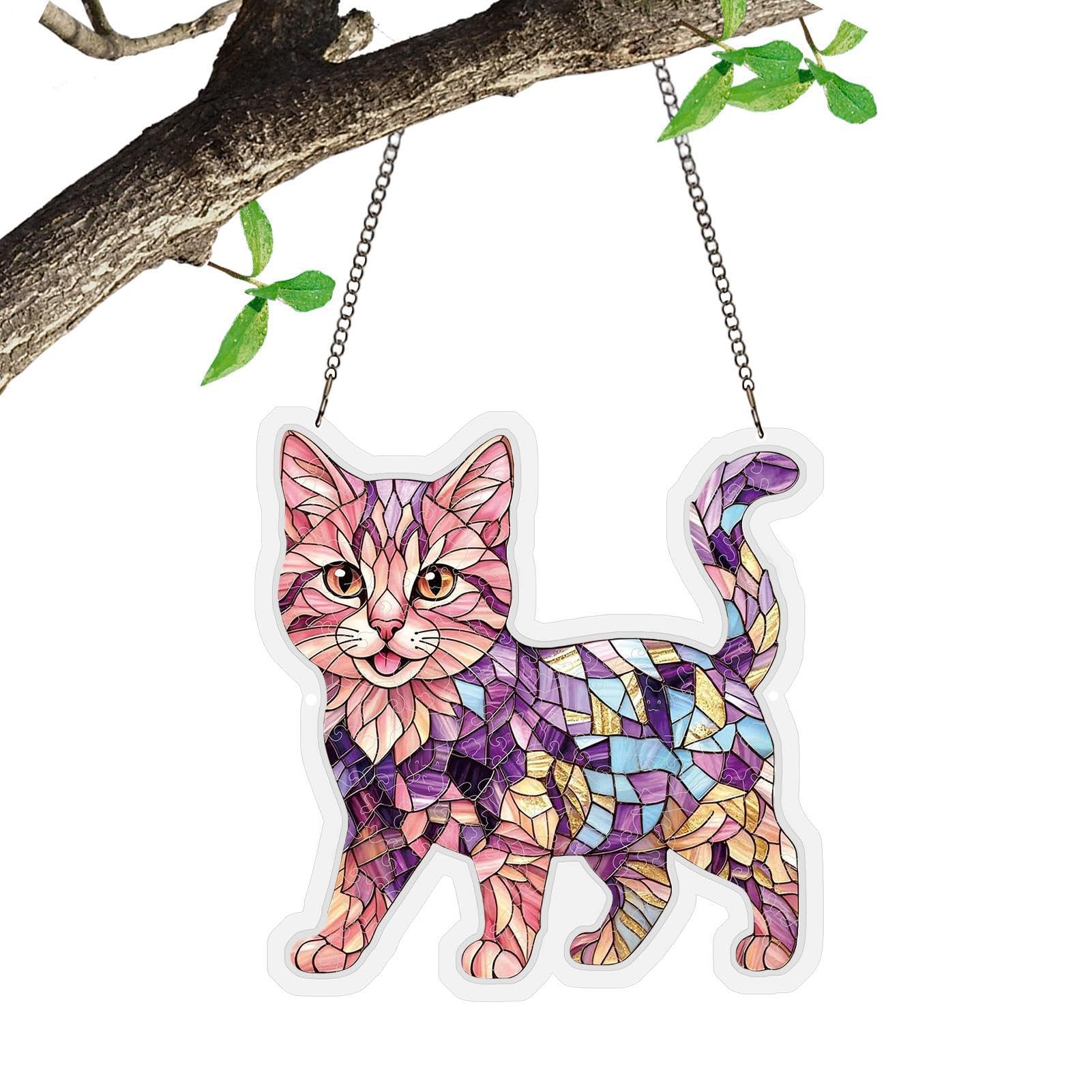 Attrape-soleil chat en acrylique DIY à suspendre pour fenêtre