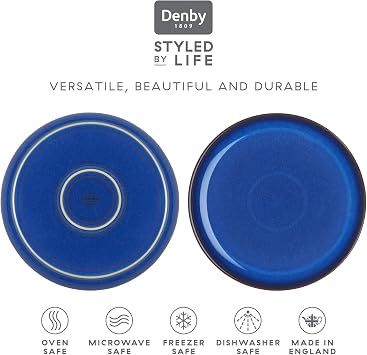 Denby 1048825 Imperial Blue 2 Piece Coupe Dinner Plate Set