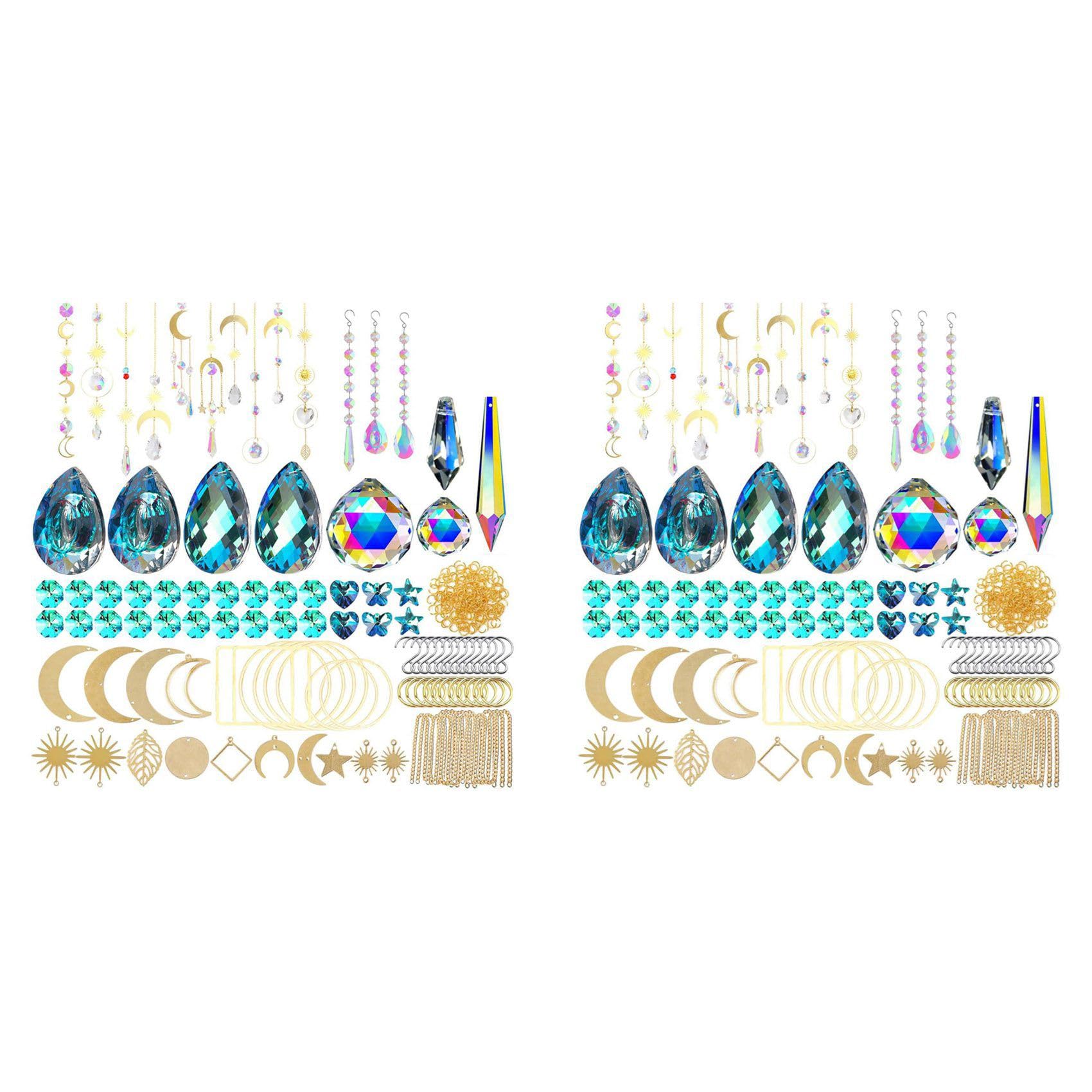 Vjsujehgy 740 Pcs Crystal Kits Hanging Chandelier Crystals Prisms Parts Rainbow Maker Pendants DIY Sun Catchers Beads