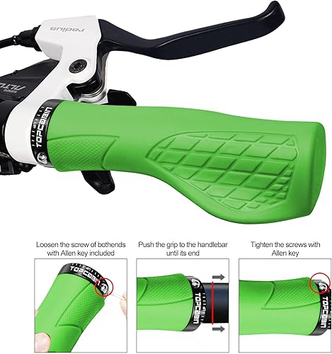 Vista 101 de Empuñaduras de manillar de bicicletas, empuñaduras ergonómicas de aluminio para bicicleta, vibraciones de amortiguación, empuñaduras de manillar