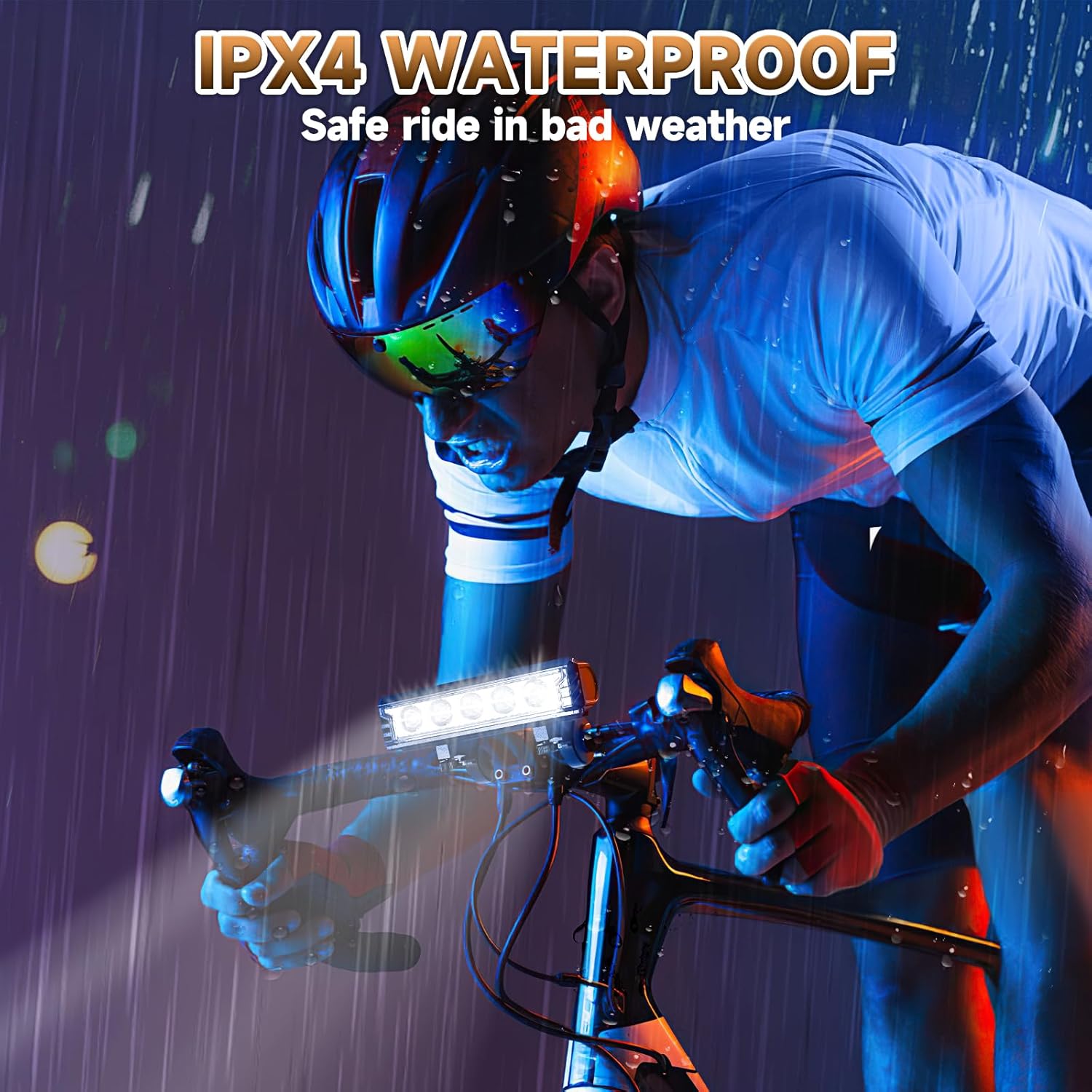 2800 Lumens 5-LED Bike Light | USB Rechargeable | 180° Wide Beam Mountain/City Cycling Headlight | IPX4 Waterproof | 5 Modes Night Riding Safety