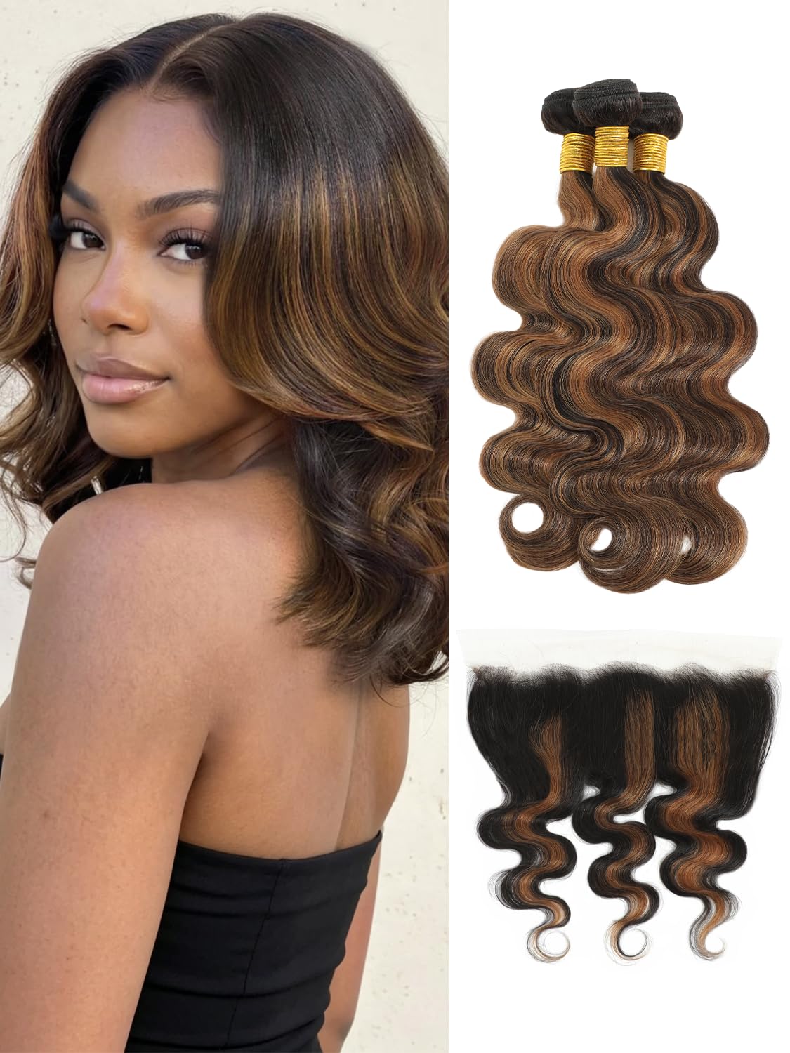 Amazon.com : Anmetan F1B/30 Ombre Bundles With Frontal 13x6 Human