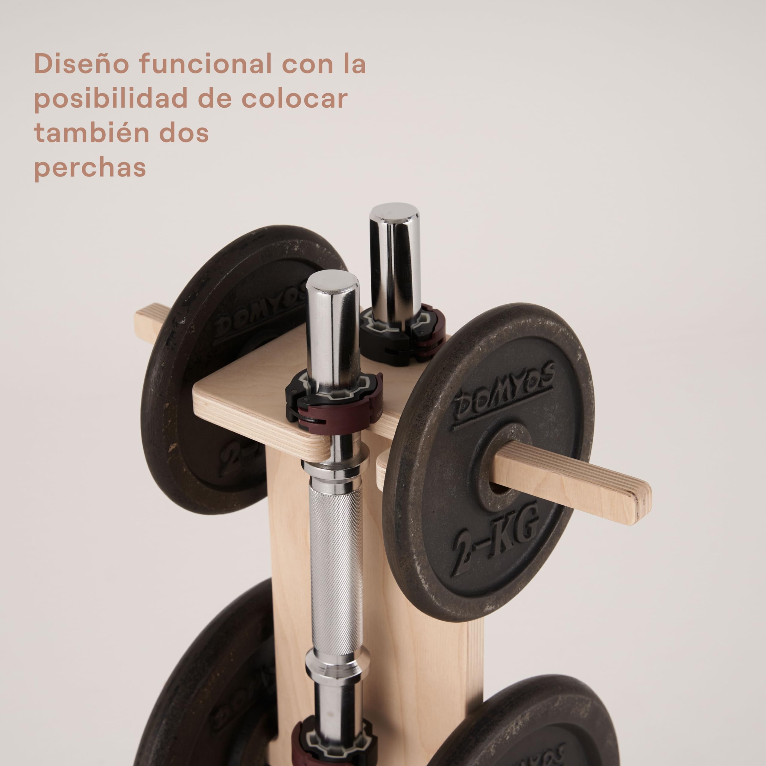 Meanswood Soporte para Discos de Gimnasio en Casa – Estante para Pesas, Barras y Discos, Soporte Compacto de Madera, Capacidad 120 kg - Made in Italy