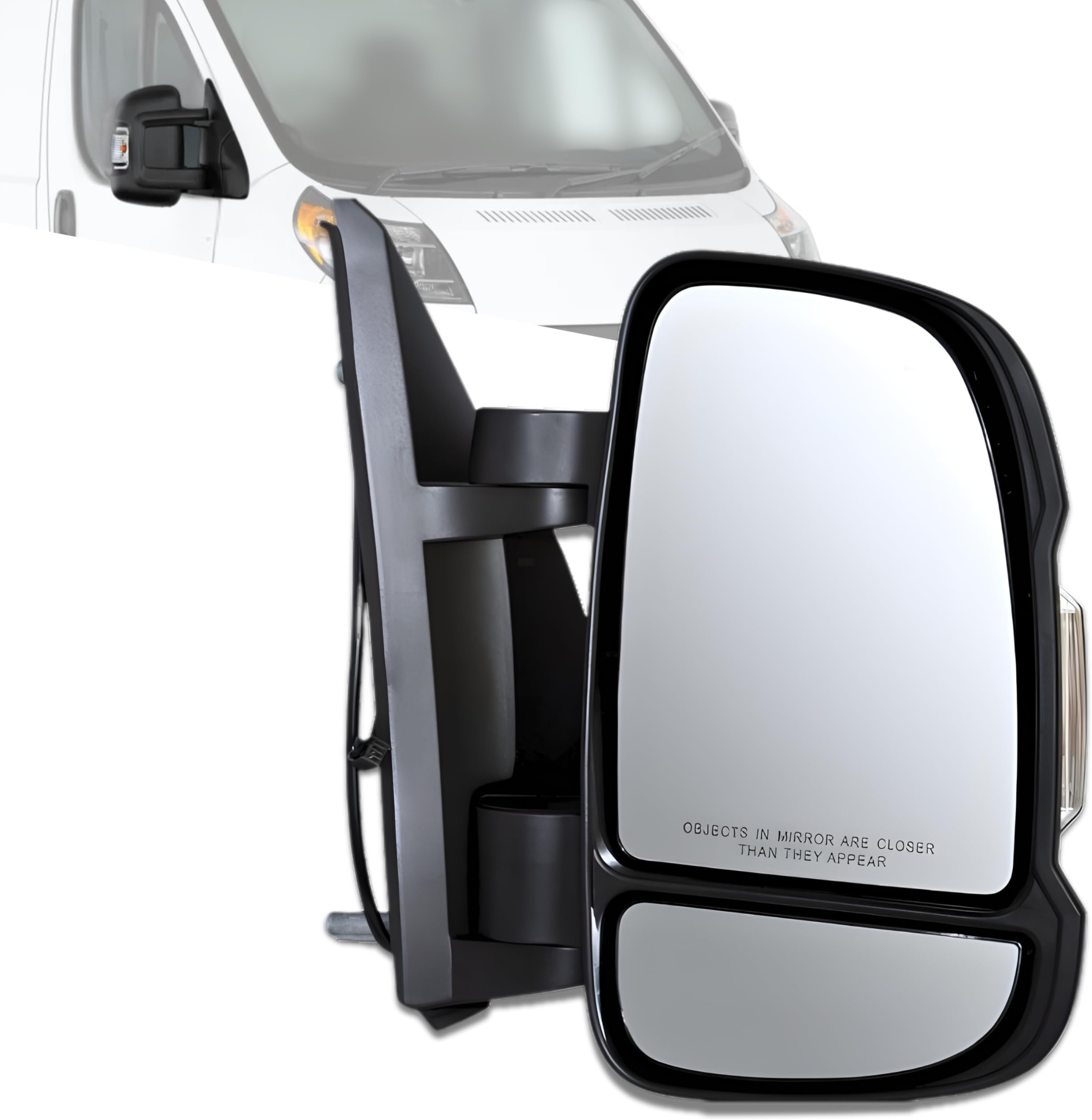 Spieg 2014-2022 Ram Promaster 1500 2500 3500 Passenger Side Mirror Replacement | Right Passengers Side View Mirror Assembly Power Adjustment Heated Turn Signal Light | Short Arm 8 Pin | CH1321376