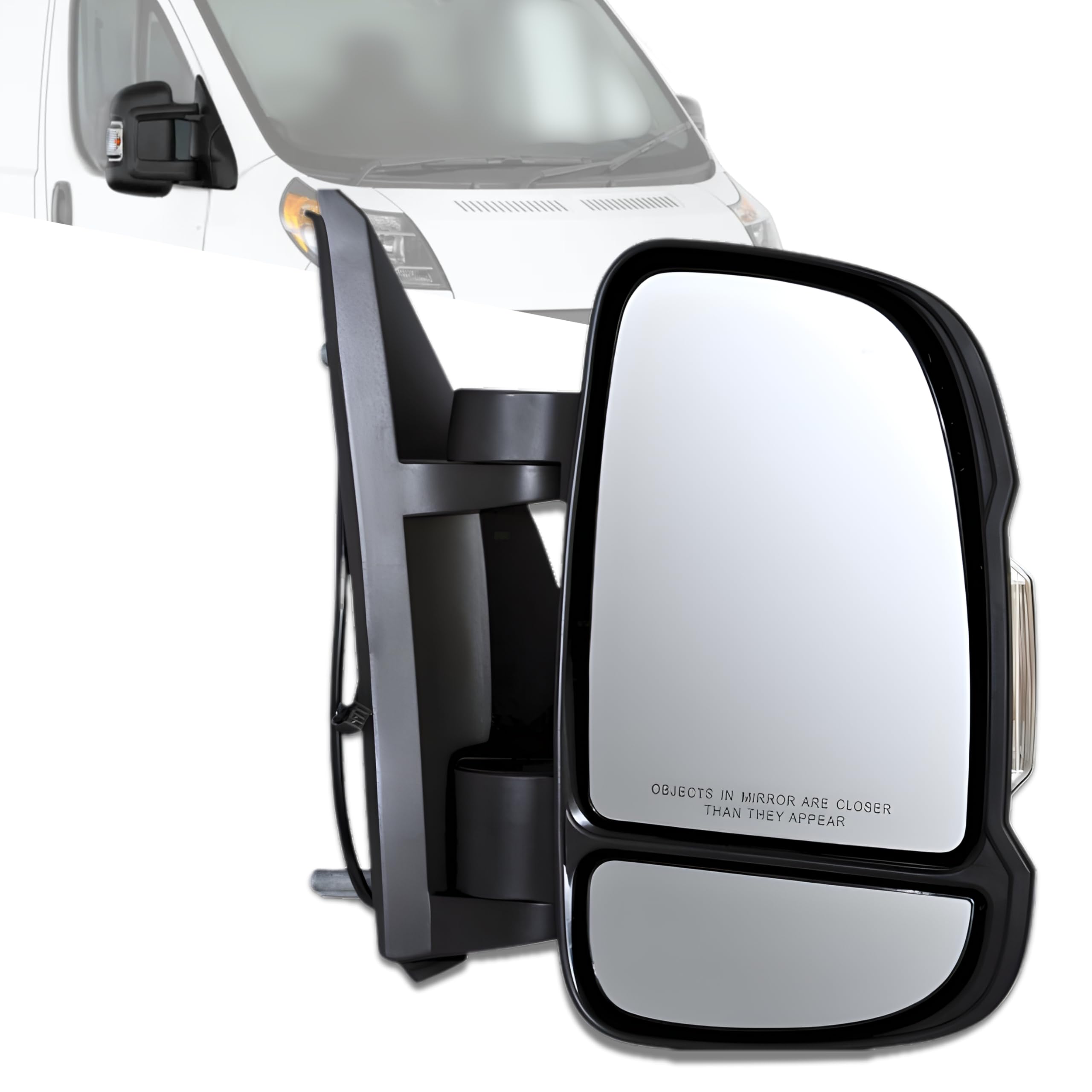 Spieg 2014-2022 Ram Promaster 1500 2500 3500 Passenger Side Mirror Replacement | Right Passengers Side View Mirror Assembly Power Adjustment Heated Turn Signal Light | Short Arm 8 Pin | CH1321376