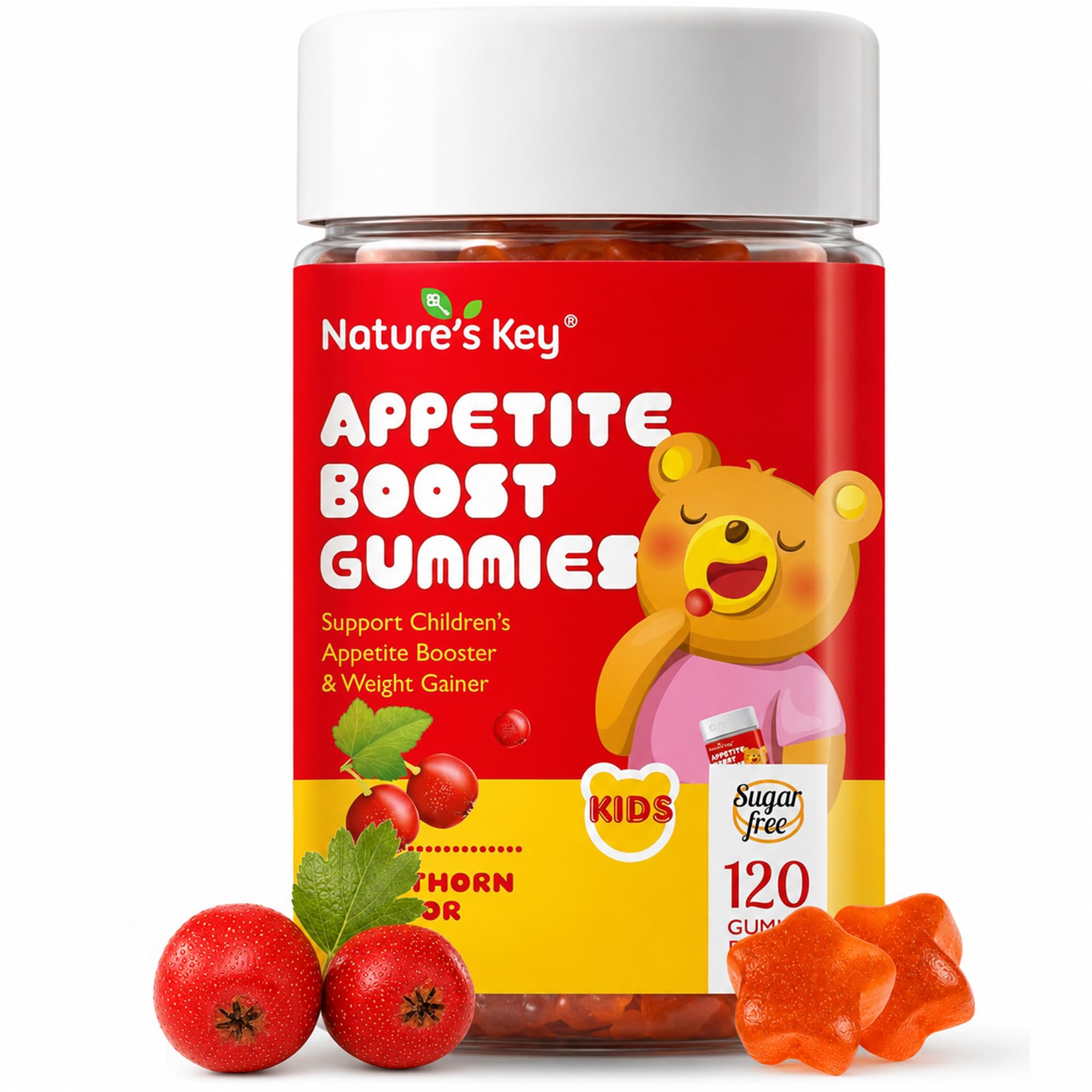 Nature's Key Appetite Booster Gummies Kids- 120 Count Appetite Stimulant for Children/Adults to Eat More, All Natural Weight Gain Supplements, Picky Eater Vitamin, Superfood | Organic | NO Sugar