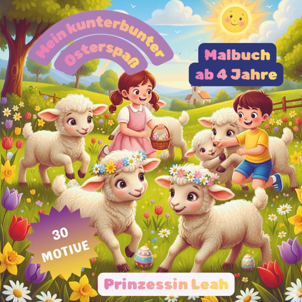 Mein kunterbunter Osterspaß! Malbuch für Kinder ab 4 Jahre: mit Ostereiersuche!: 30 MALMOTIVE!