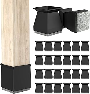 24 Pcs Square Chair Leg Floor Protectors, Chair Leg Covers to Protect Floors, Chair Leg Caps, Chair Foot Protectors for Wood Floors, Anti-Scratch & No Noise. 1 in Black.