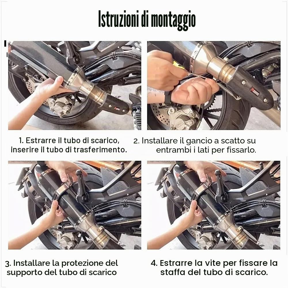 MOCOERL 38 – 51 mm 1,5 – 2", silenziatore di scarico per moto con DB Killer rimovibile per Street Bike Moto Scooter Yamaha Suzuki (stile fibra di carbonio)