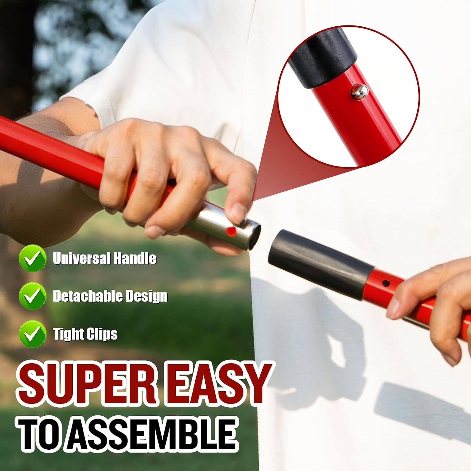 Pooper Scooper for Large Dogs, Adjustable Long Handle Metal Tray and Spade Poop Scooper for Dogs with Bin for Pet Waste Removal, No Bending Clean Up Pooper Scooper for Medium and Large Dogs,Red image 4
