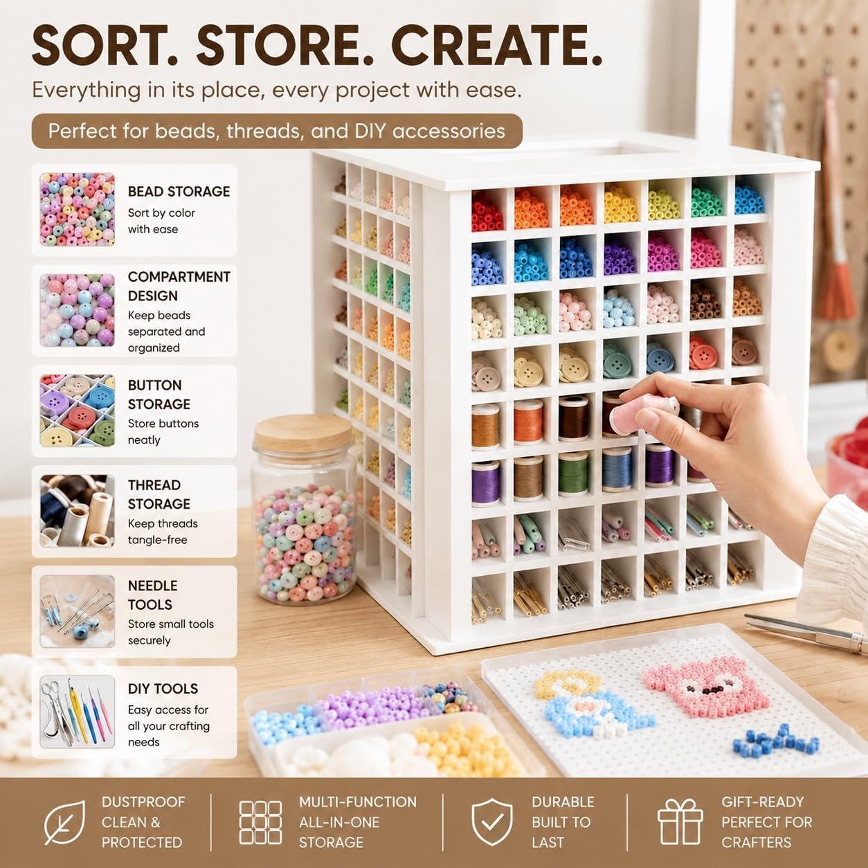 360 Rotating Bead Organizer, 240-Grid Craft Storage Rack (240.)