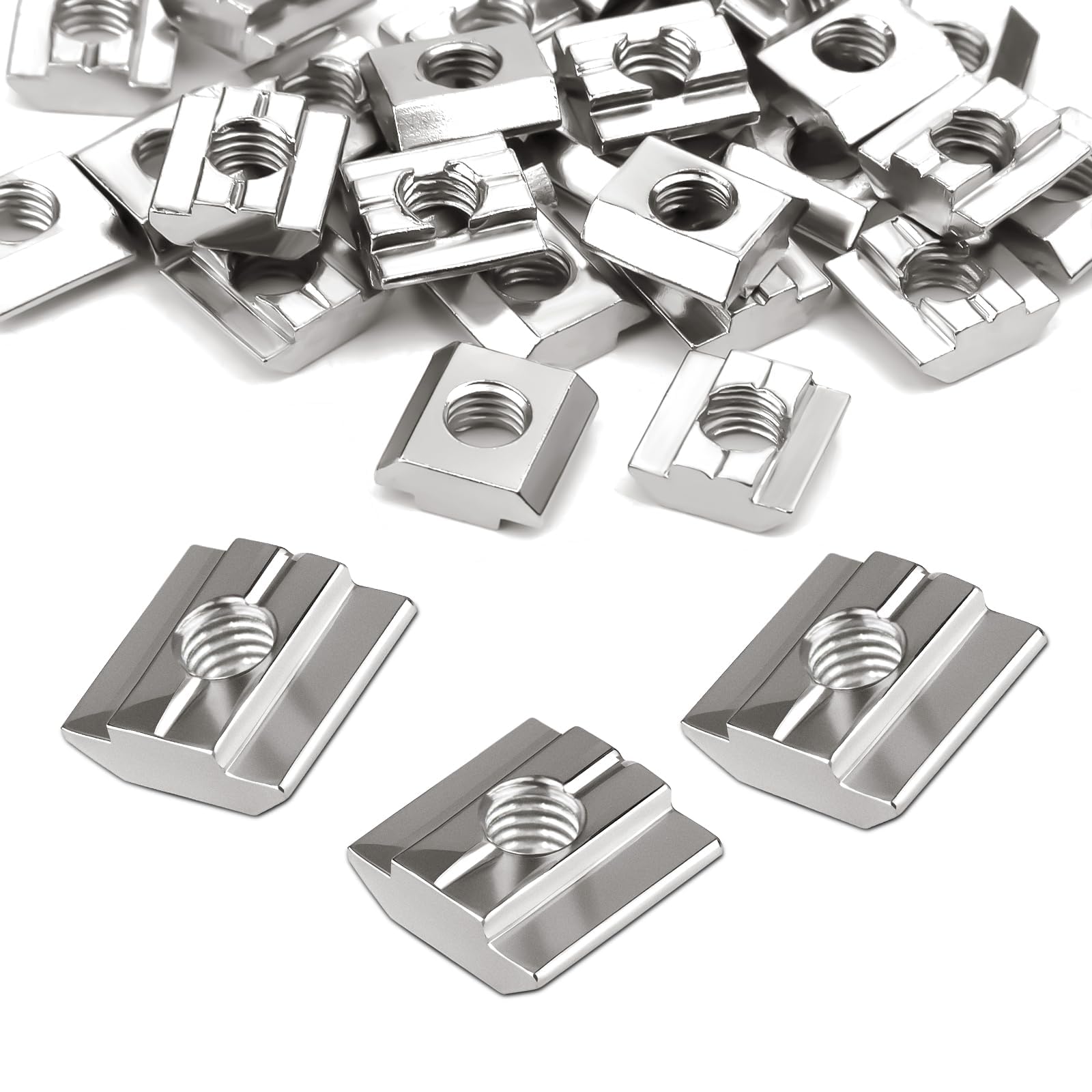Ziamzra Pack of 60 T-Slot Nuts M8 Slot Blocks T Slot Rail M8 T-Slot Nut Carbon Steel Sliding Nuts Heavy 8 Type B Sliding Nuts M8 30 Series for Aluminium Profile Extrusion Slot