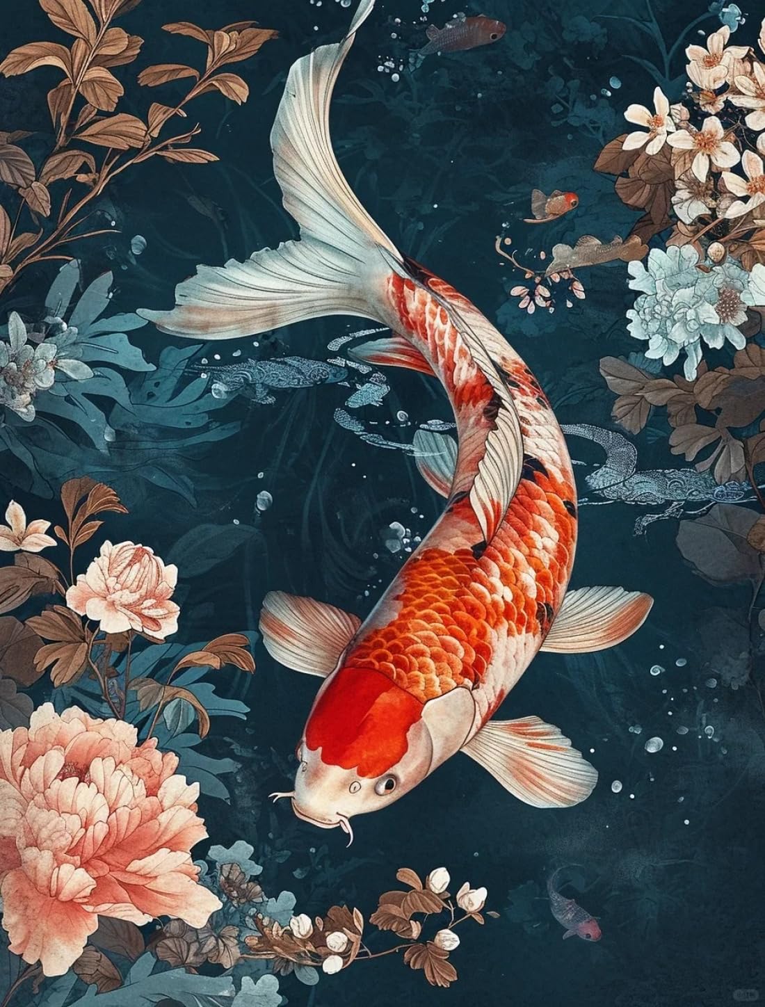 RKFLGEW 14CT Animal Counted Cross Stitch Kits Red Carp Needlepoint Counted Kits Embroidery Kit Arts and Crafts for Home Decor 40x50cm