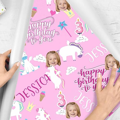 Miniatura 3 de Papel de regalo personalizado, divertido papel de regalo para cara, foto, nombre, Día del Padre, rollo de regalo para papá, hombres, mujeres, niños,