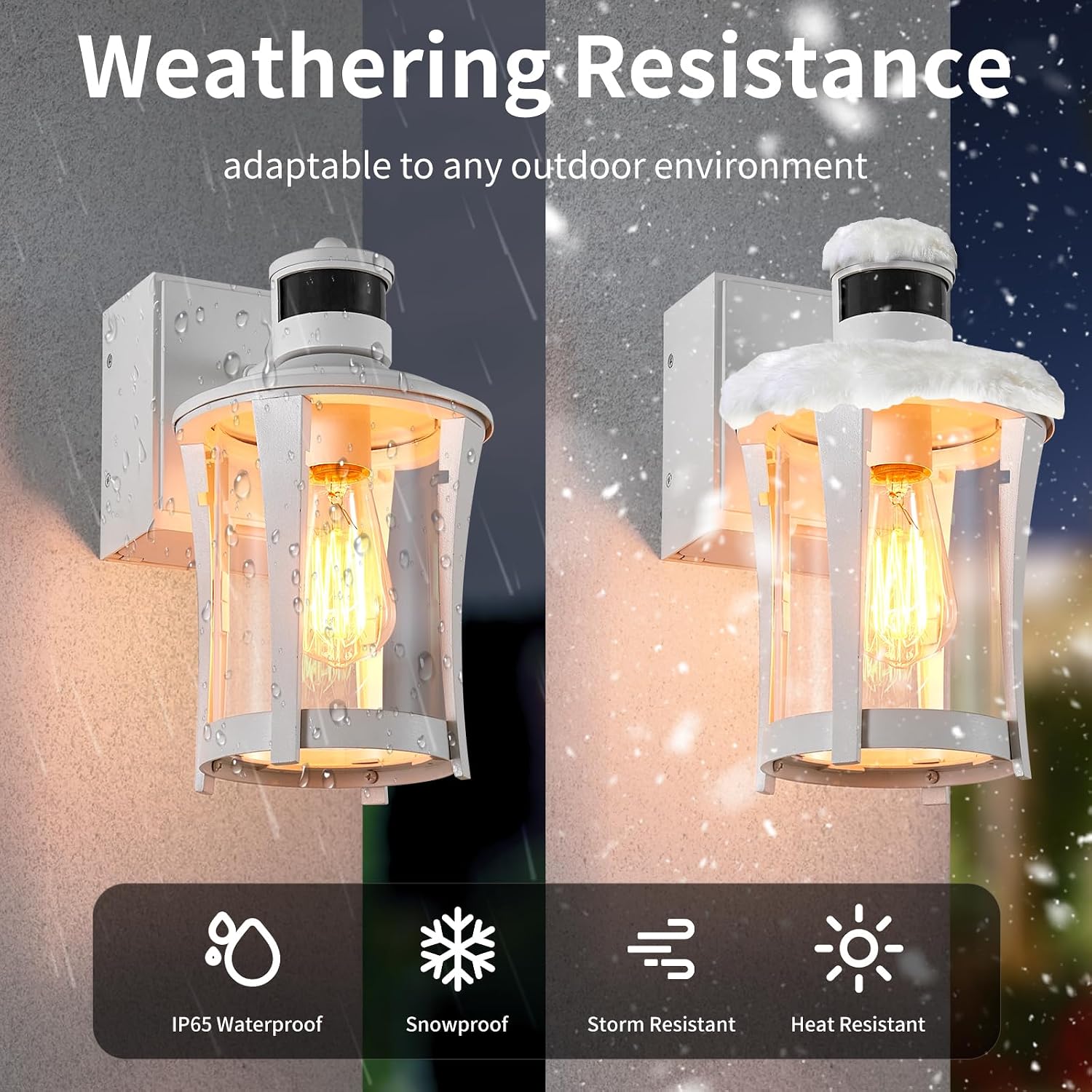 Yisuro Porch Lights with GFCI Outlet, Outdoor Lights Dusk to Dawn Motion Sensor, 3 Lighting Modes Exterior Light Fixture Waterproof for House Front Door Patio Garage, White (2 Pack)