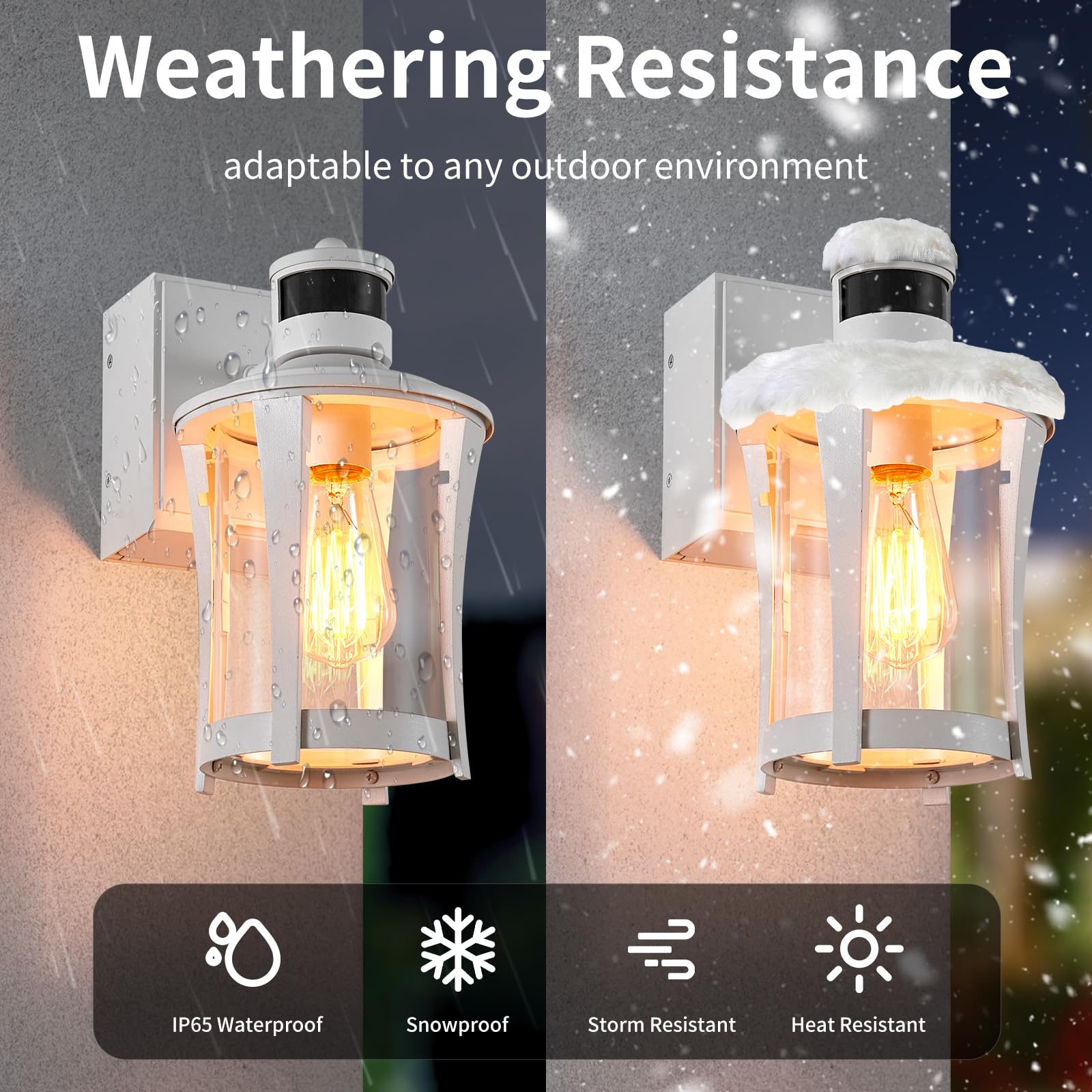 Yisuro Porch Lights with GFCI Outlet, Outdoor Lights Dusk to Dawn Motion Sensor, 3 Lighting Modes Exterior Light Fixture Waterproof for House Front Door Patio Garage, White