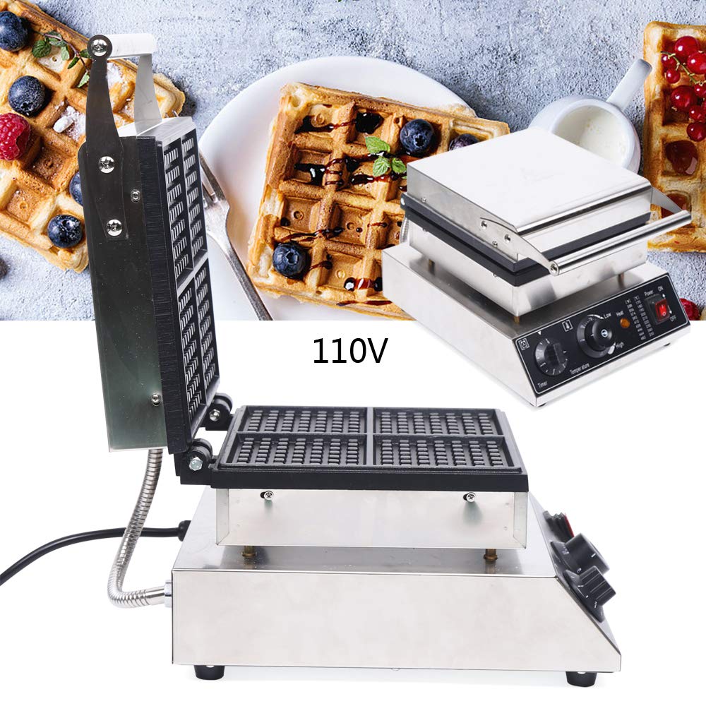 1750W 4 Pieces Non-Stick Electric Waffle Maker, Non-Stick Commercial Electric Waffle Maker, Electric Indoor Waffle Maker Bread Maker with Non-Stick Cast Iron Pan