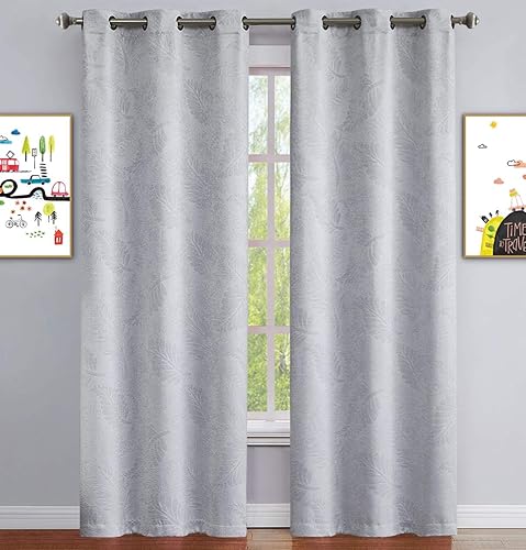 Miniatura 10 de WARM HOME DESIGNS Par de 2 paneles divisores de ambientes extra anchos de 108 x 120 pulgadas en relieve con hojas 3D. Las cortinas de piso a techo