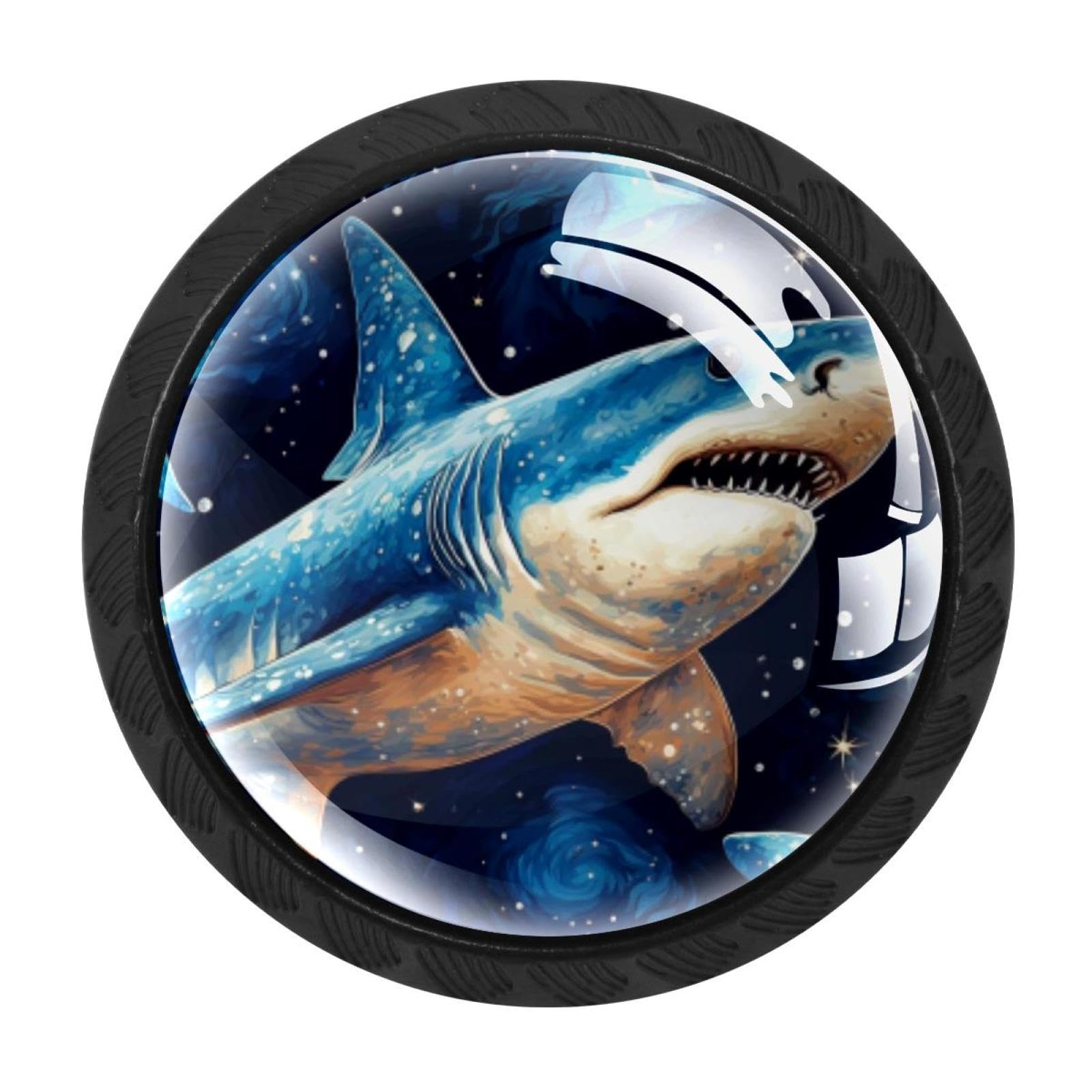 CHENZZZZ 4 pcs Starry Sky Shark Cabinet Knobs Crystal Drawer Pulls for Kitchen, Bathroom Cabinet, Dresser and Cupboard