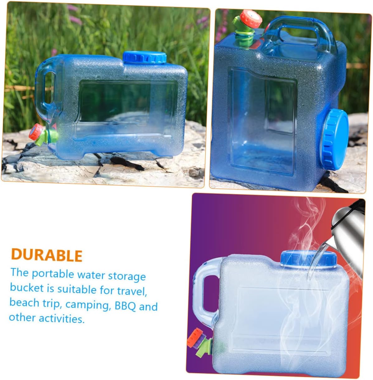 Portable Outdoor Water Bucket 2 Gallon Collapsible Water Container with Handle for Camping Hiking Travel and Bbq Storage Jug
