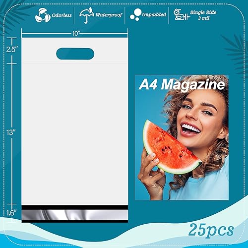 Miniatura 9 de JinRuiKJ Sobres de polietileno con asa de agradecimiento de 10 x 13 pulgadas, 25 unidades, bolsas de envío fáciles de transportar para ropa, sobres