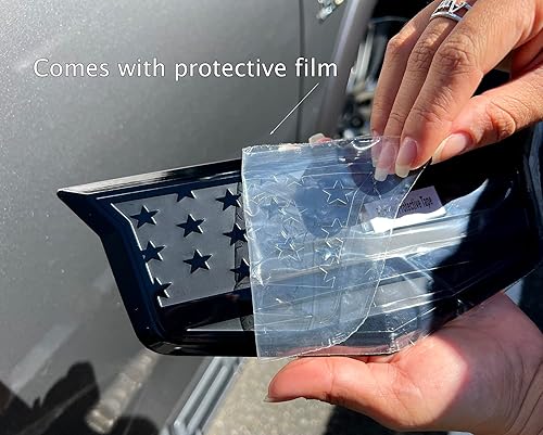 Miniatura 6 de Juego de emblemas para portón trasero de rejilla de aluminio con bandera negra estadounidense para Escalade 2021-2022 (negro)