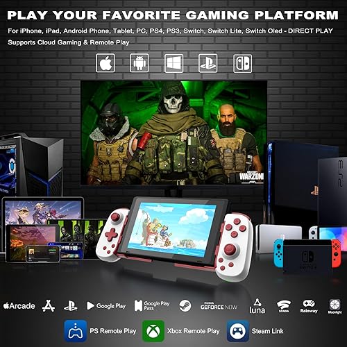 Miniatura 2 de arVin Mobile Gaming Controller for AndroidiPhoneiPadTabletPCSwitchPS3PS4, Wireless Gamepad with Hall Effect JoystickTurbo6-axis GyroVibrationPlay