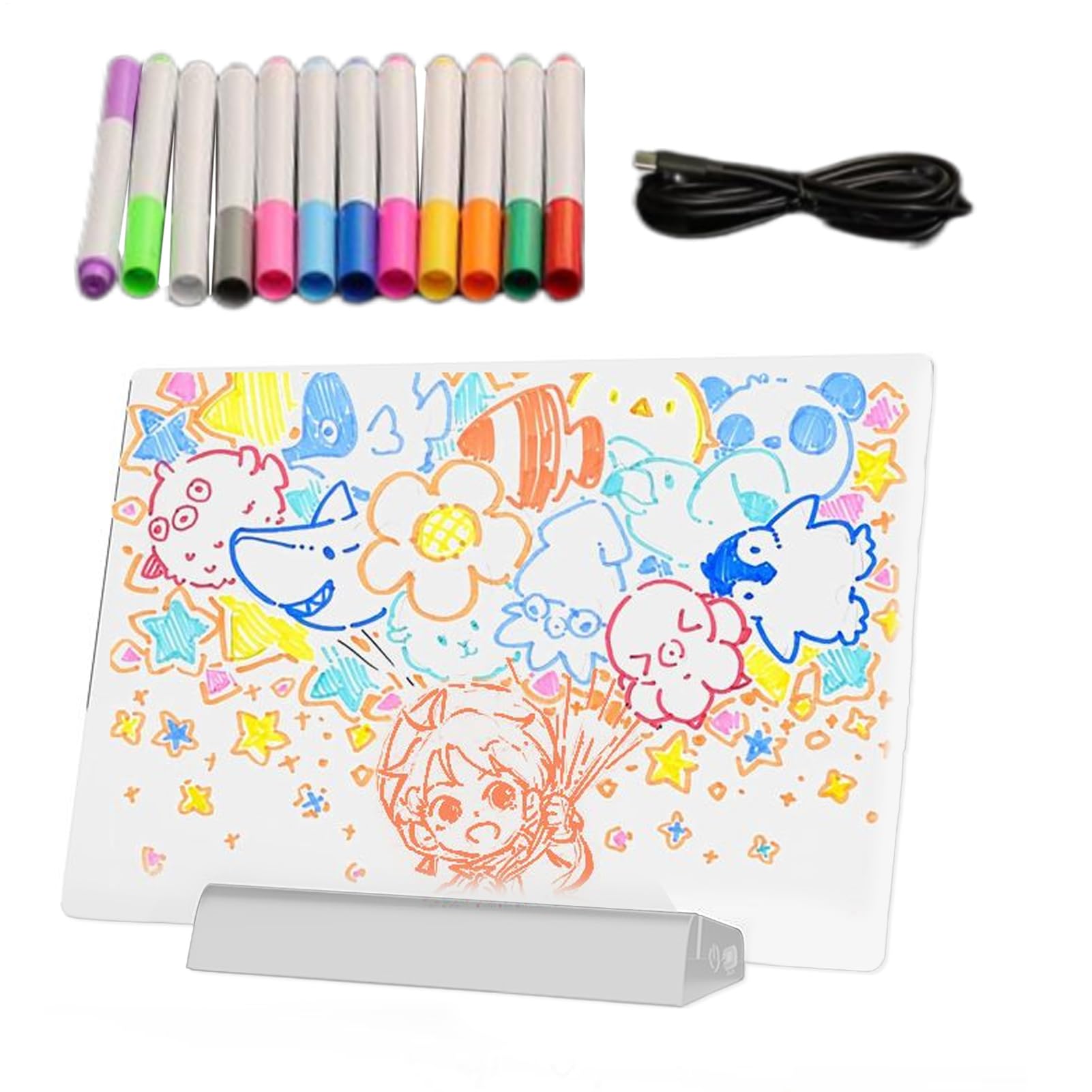 Tableau Lumineux LED Pour,Ardoise À Dessin Ludique Et Éducative Pour Tout-Petits - Outil De Dessin Effaçable Pours, PortableBooster D'imagination Cadeau Parfait Enfant