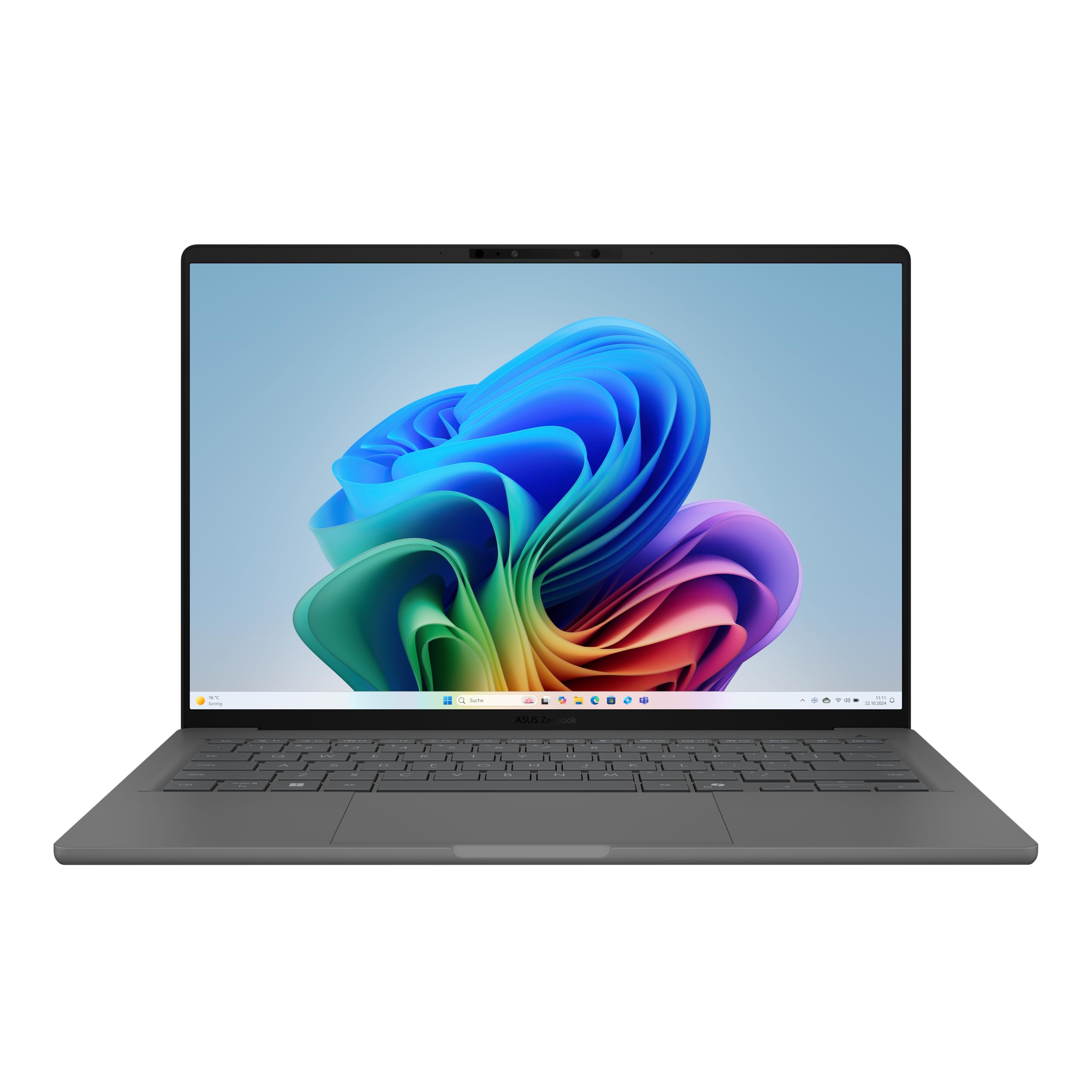 ASUS Zenbook A14 OLED UX3407QA Laptop | 14" WUXGA 16.10 OLED Display | QC Snapdragon X Plus X1-26-100 | 16 GB RAM | 1 TB SSD | QC Adreano GPU | Windows 11 | QWERTZ Tastatur | Iceland Gray