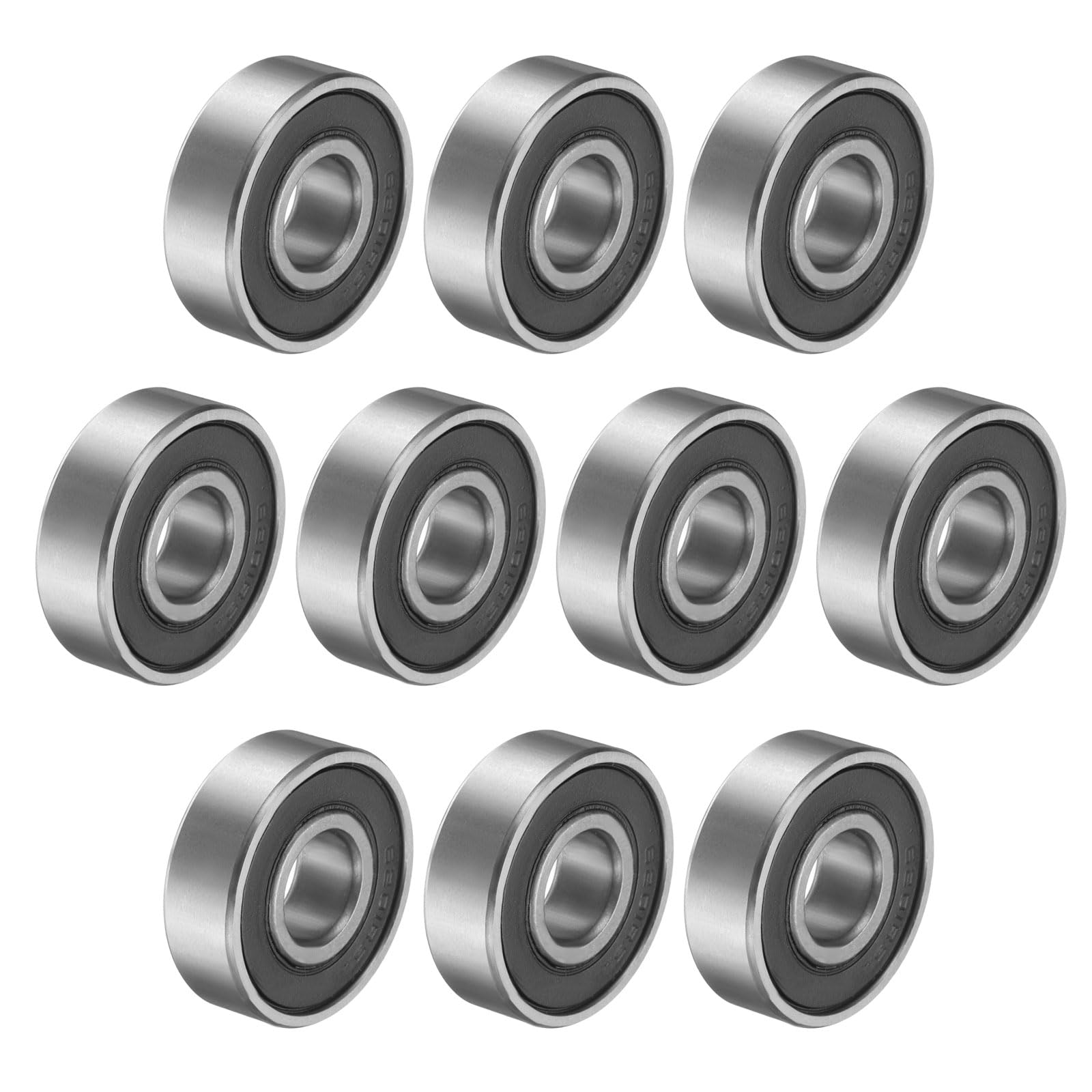10pcs 6201RS Deep Groove Ball Bearings 12 x 32 x 10mm High Carbon Steel Double Sealed Bearings C3 Clearance Grade for Electric Motor, Home Appliances, Garden Machinery, Silver