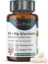 Best Immune, Magnesium Glycinate 400mg D3 1000IU Essential Cofactors Complex Premium Quality 100 Vegetarian Capsules Highest Bioavailability