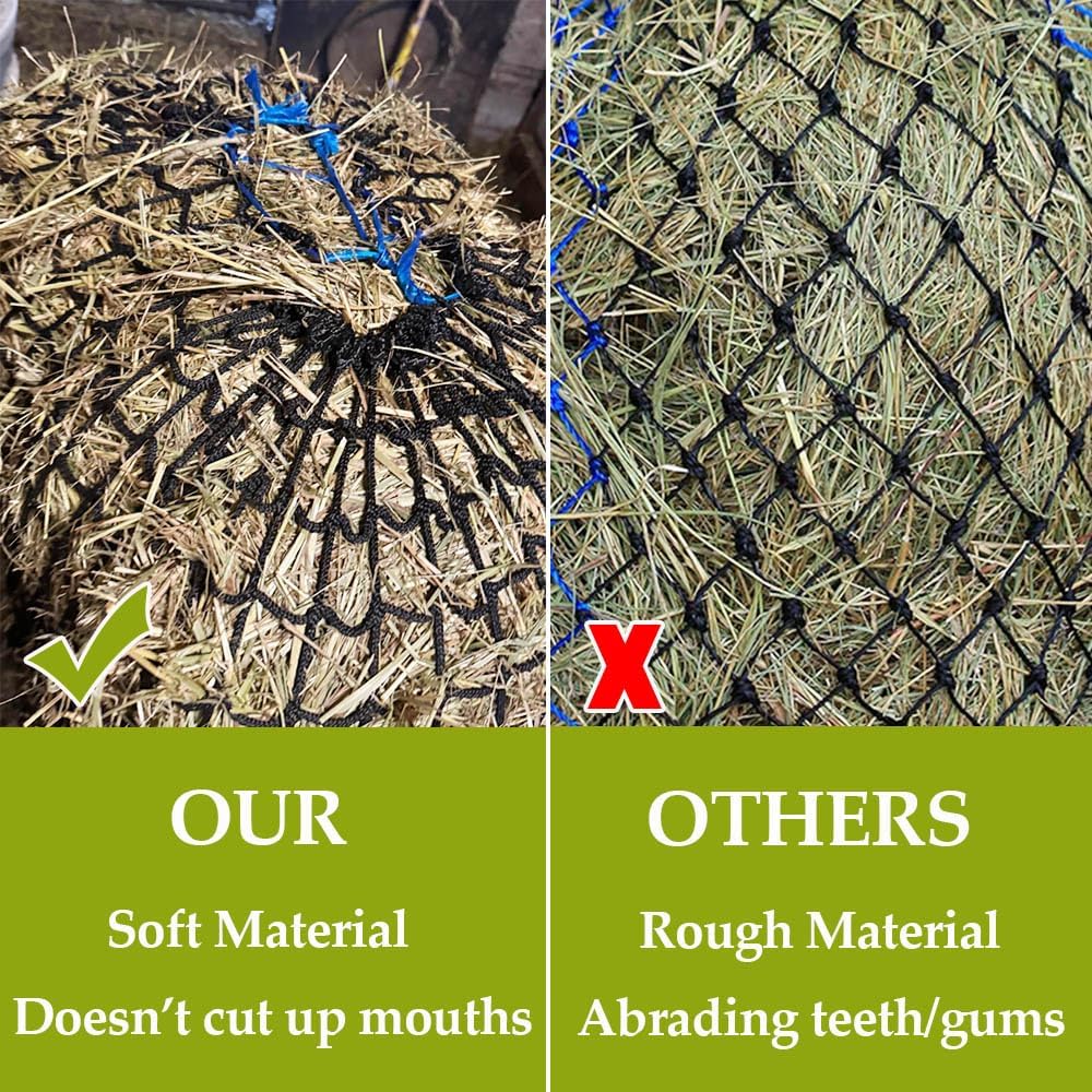 Extra Large Rectangular Hay Net for Horses Goats 1.5" Holes Slower Feed Hay Bag Nets Rectangle Size 7ft x 4ft