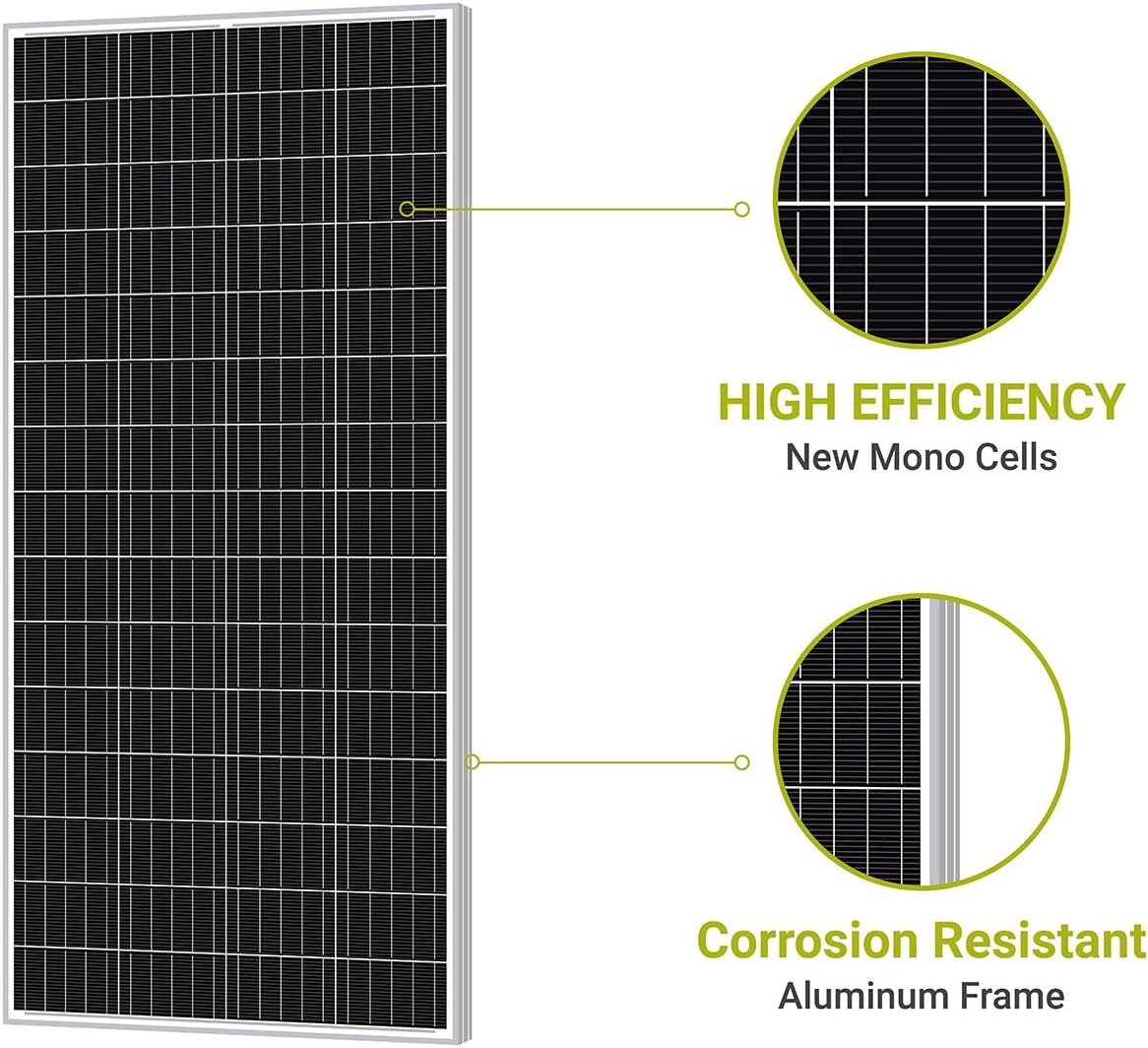 Newpowa 180W(Watt) Solar Panel 180W＞170W 12V Monocrystalline High Efficiency PV Module Off Grid for RV Trailer Camper Roof Top : Garden & Outdoor