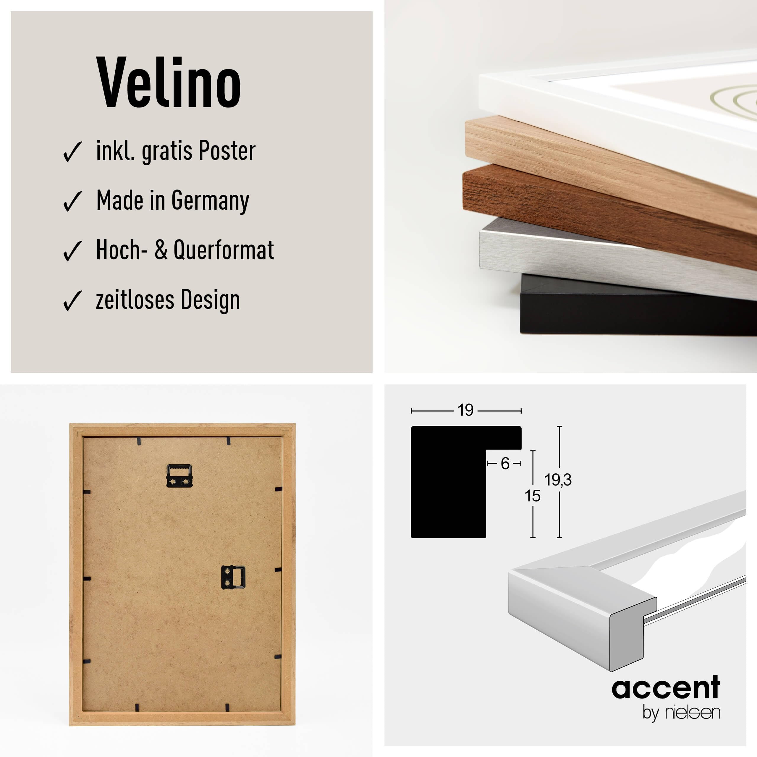 accent by nielsen Holz Bilderrahmen Velino, Set mit 3 Rahmen, Braun | Holz (MDF) Collage im Hoch- & Querformat zum Aufhängen Braun matt Echtglas