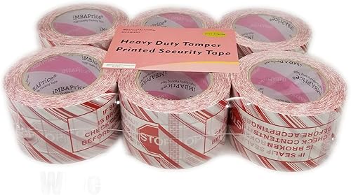 Miniatura 3 de iMBAPrice 6 rollos de cinta de sellado de cartón blanca impresa de 110 yardas (6 x 330 pies de largo) de 3 pulgadas de ancho con letras rojas - "IF