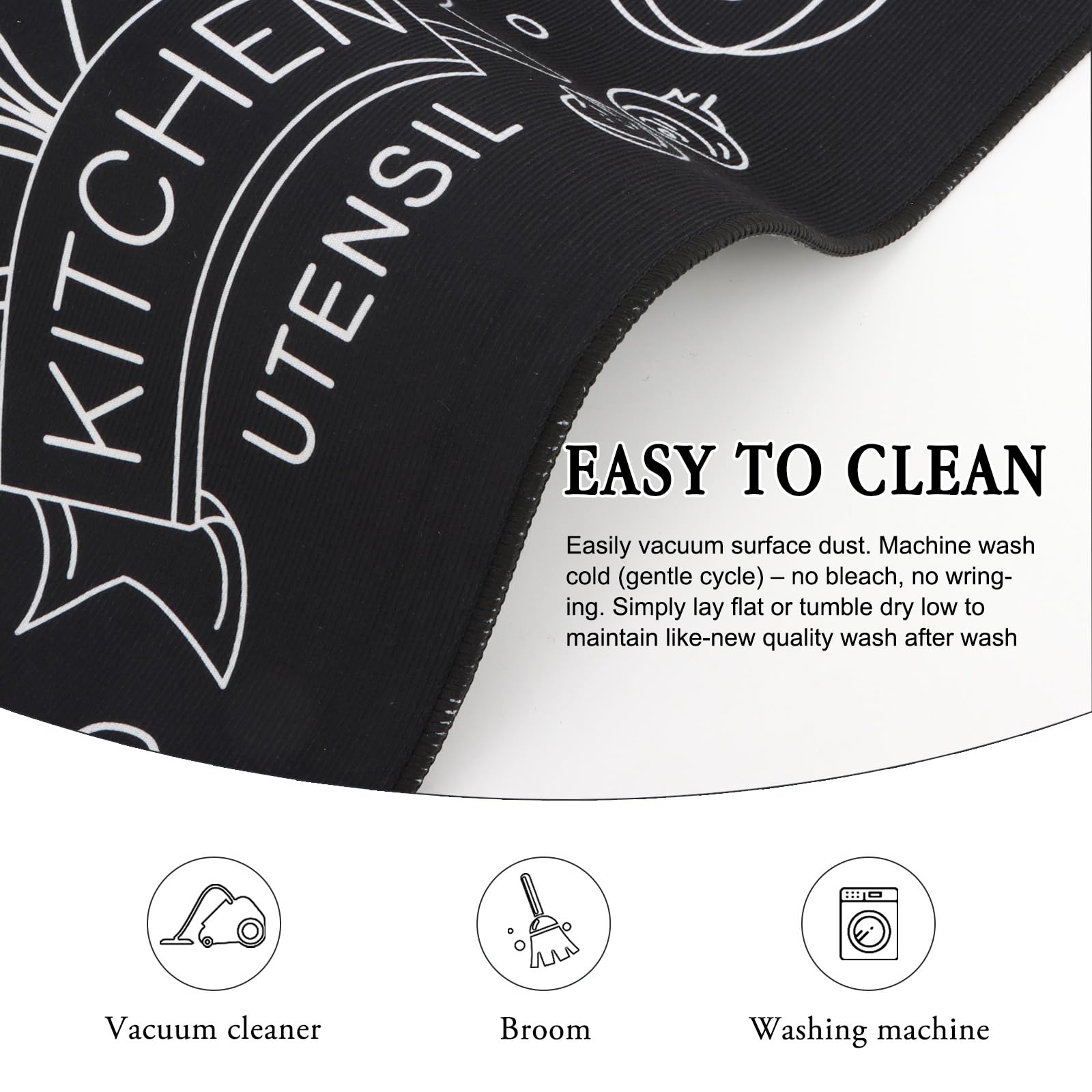 BWBIKE Juego de Alfombras de Cocina de 2 Piezas, Antideslizante Que Absorbe el Agua, Alfombra Acolchada y Alfombra, Alfombras de Piso Lavables a Máquina para Cocina Junto al Fregadero, Pasillo