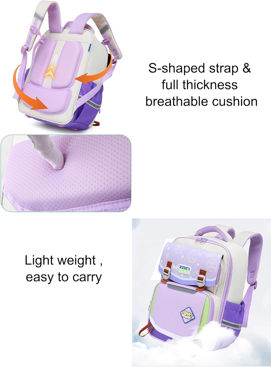 JiaYou Elementary School Bookbag Girls Boys Casual Daypack with Breathable Back Padding(Dark Blue,16 Liters) - Image 6