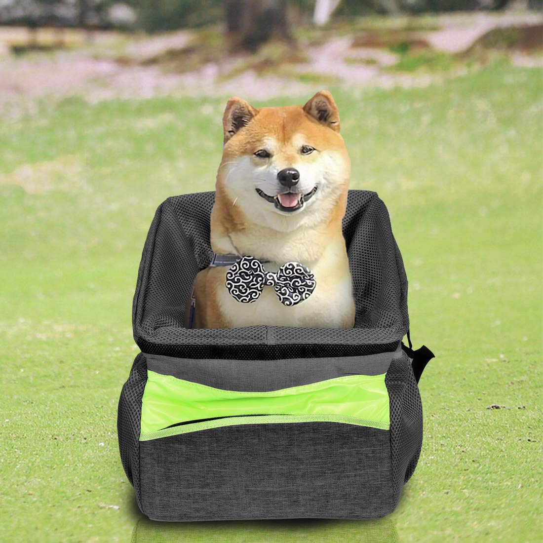 ELR Bolsa de cesta de bicicleta para mascotas para perros y gatos con correa de hombro acolchada ajustable, bolsa de transporte para mascotas y bicicletas, color negro