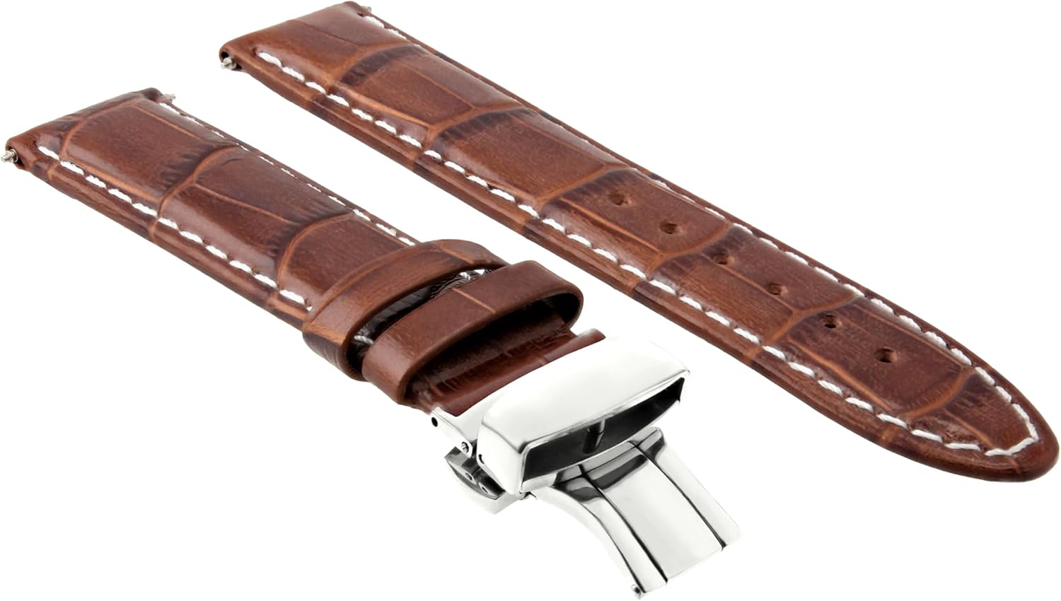 Ewatchparts 22mm Leather Watch Band Strap Clasp Compatible With Citizen Eco Drive BL5250-02L Light Brown With White Stitching