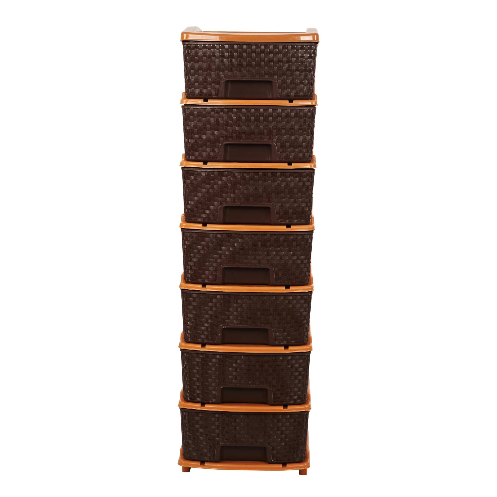 Kuber Industries Modułowy organizer do przechowywania szuflad, 7-warstwowy i 57 l, łatwy do czyszczenia, organizer na książki, ubrania i zabawki, do pokoju dziecięcego, łazienki i salonu, czekoladowy