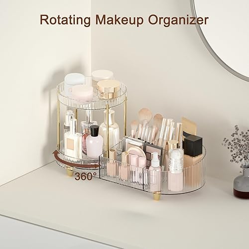 Miniatura 2 de Organizador de maquillaje de mostrador para tocador, bandeja giratoria de perfume con organizadores de cosméticos y cuidado de la piel de 5