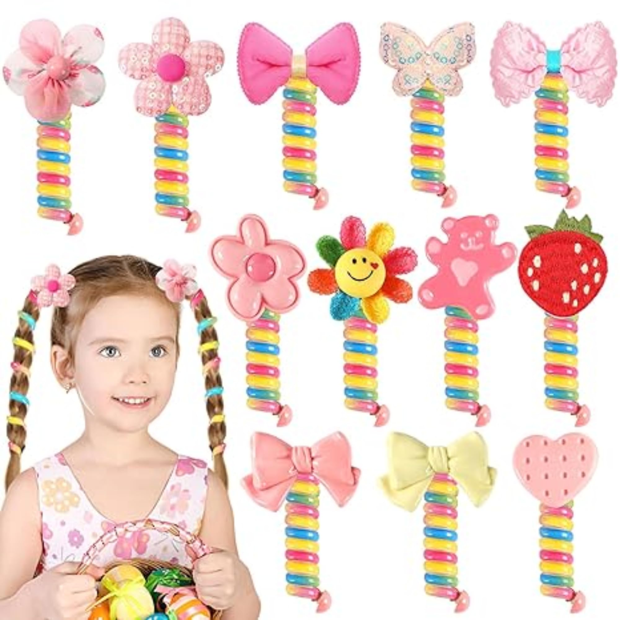 VORSET 3 Pcs Spring Telephone Wire Hair Band For Kids Elastic Spiral Hair Ties For Girls Cute Cartoon Braids Ponytail Holder Maker Kids Hair Accessories For Girls Children Gift, Multicolour (B0CZ7MHDH3) Amazon Price History, Amazon Price Tracker