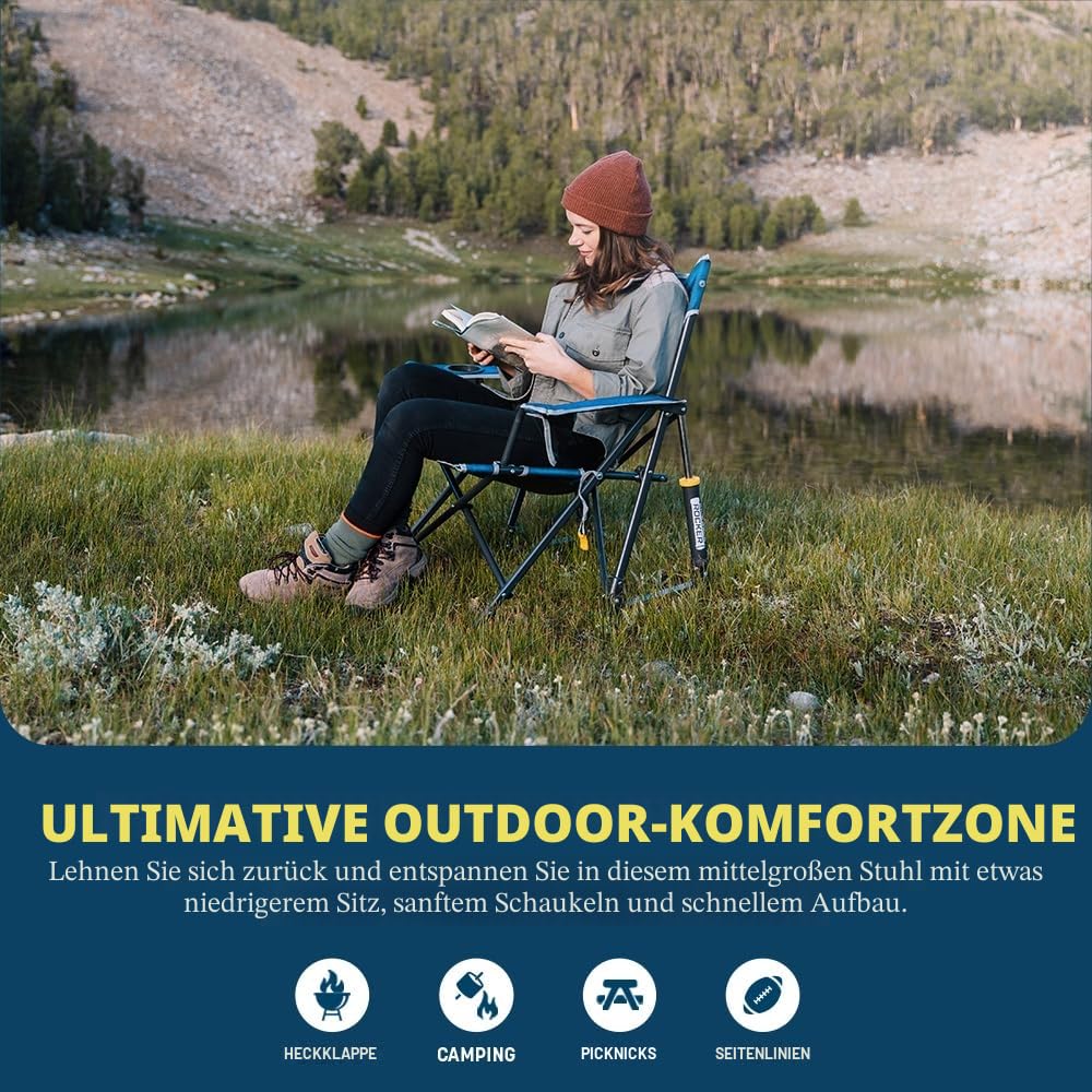 GCI Outdoor Kickback Rocker – Faltbarer Campingstuhl mit Schaukelfunktion