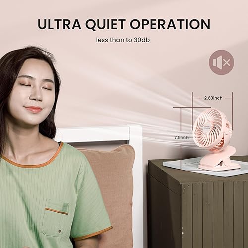 Miniatura 6 de Ventilador de clip con aroma a pilas AA, 4 velocidades, ventiladores personales pequeños de 5 pulgadas para cochecito de bebé, alimentado por USB,