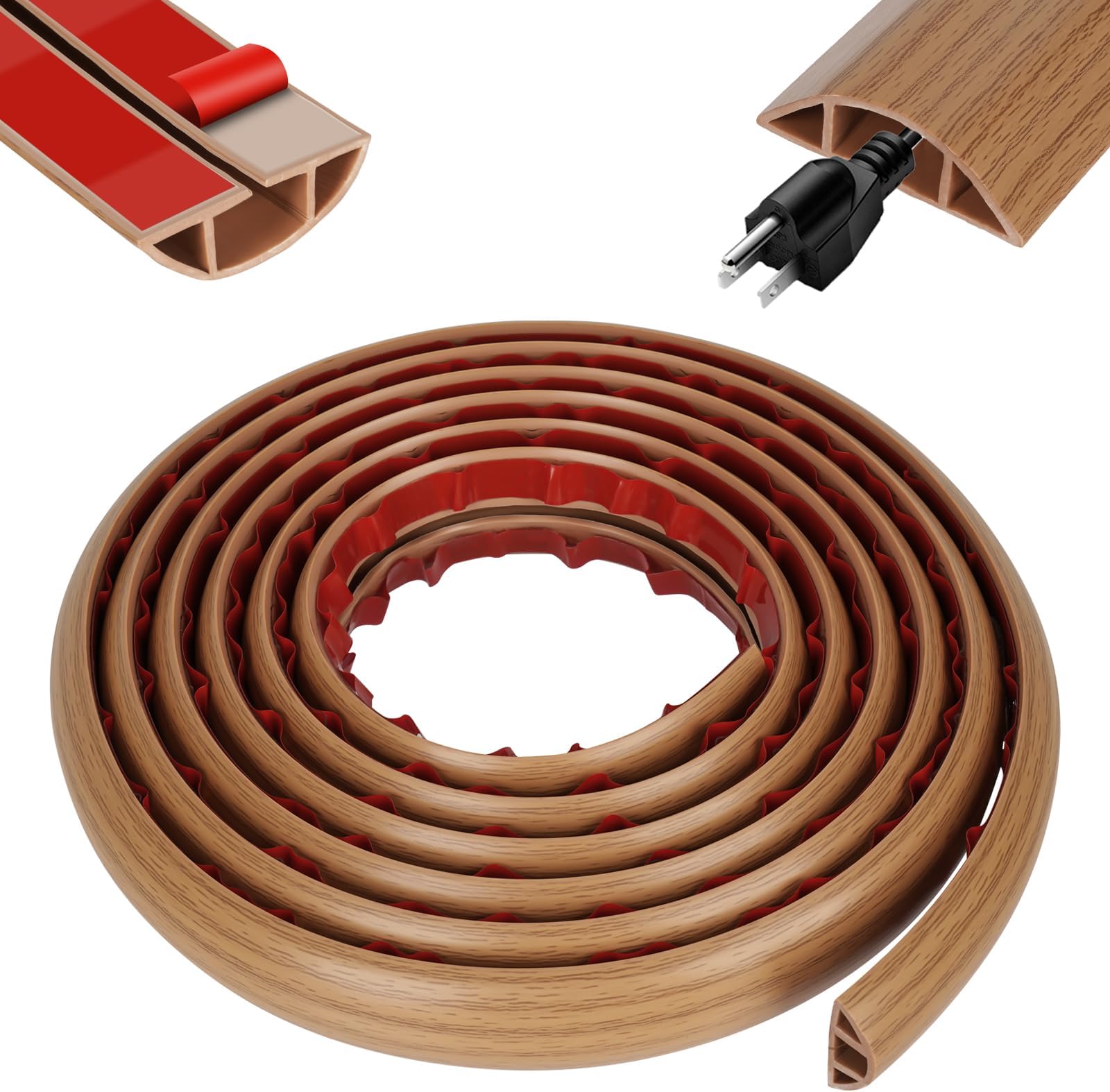Floor Cable Cover, Self Adhesive Cable Floor Cover 3M*30mm, Rubber Wire Hider for Cables on Floor Wall, Flexible PVC Floor Cable Protector, Floor Cord Covers for Home Office Factories Gyms Garages