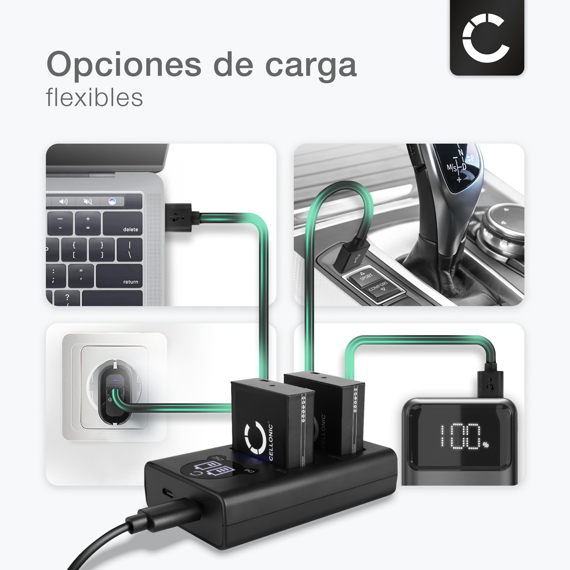 CELLONIC 2X Batería Compatible con Panasonic DMW-BLG10E, DMW-BLG10 | 2x, (980mAh-7.4V-Ion de litio), Cámara Batería, para Panasonic Lumix DC-TZ90, DMC-GX80, DMC-TZ101, DC-TZ202, DMW-BLE9E